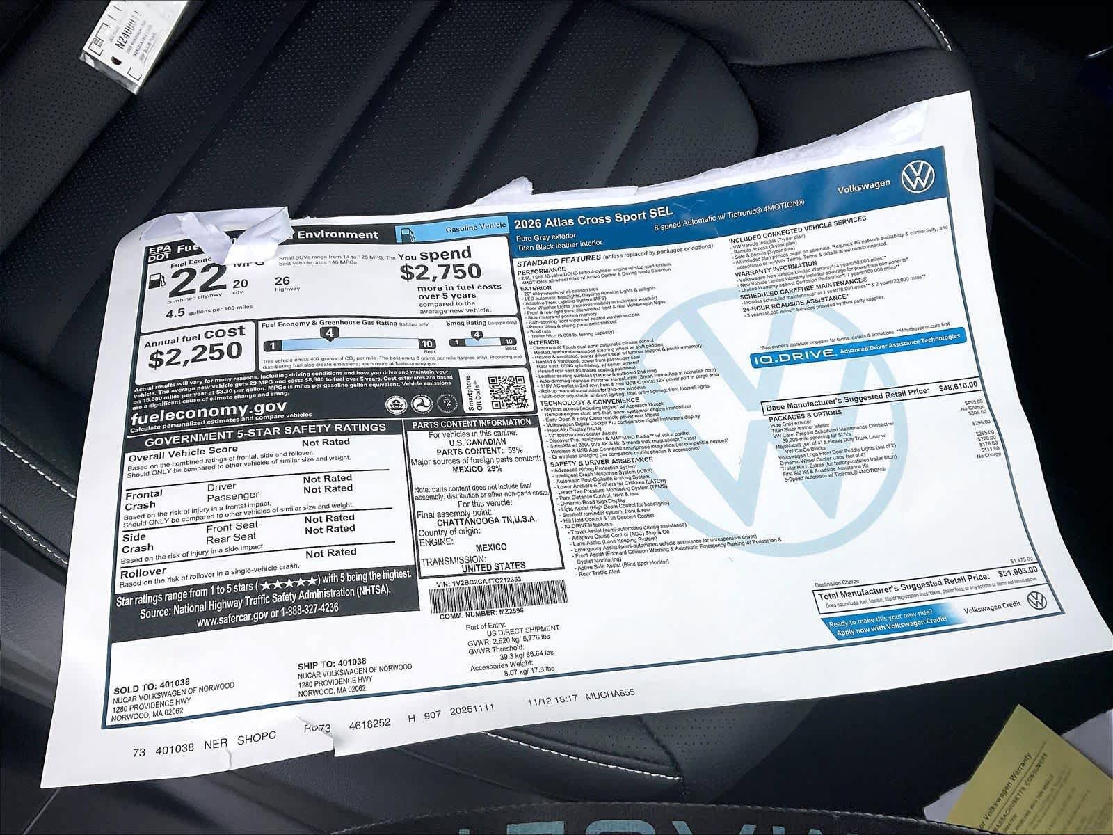 New 2026 Volkswagen Atlas Cross Sport SEL AWD/4WD image 18