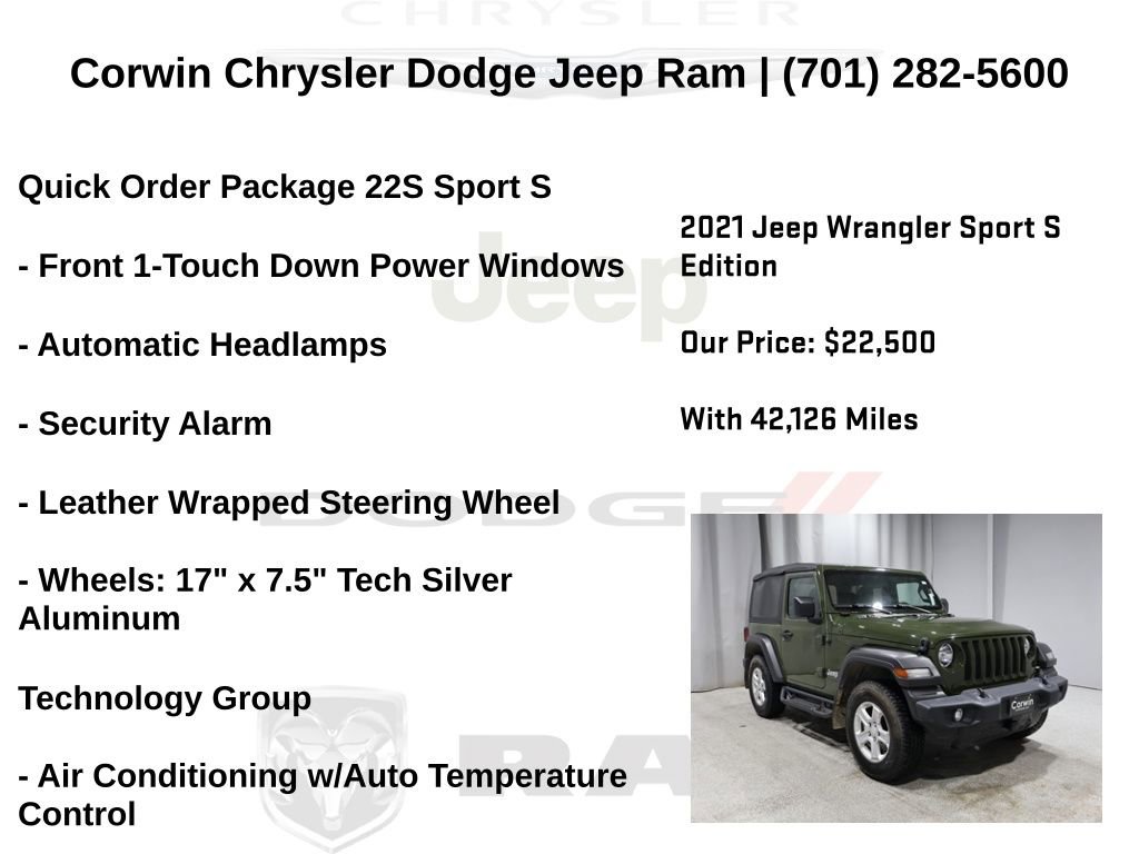 Certified 2021 Jeep Wrangler Sport S image 14