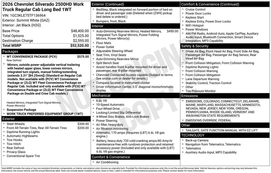 New 2026 Chevrolet Silverado 2500 W/T w/ WT Convenience Package image 33