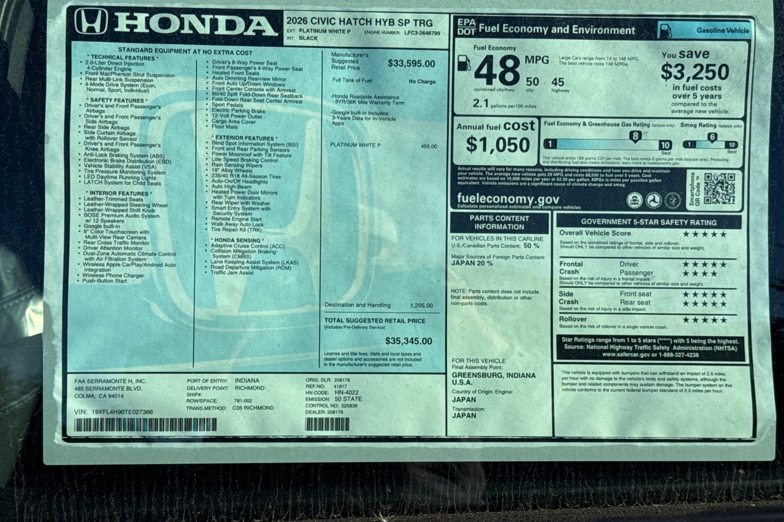 New 2026 Honda Civic Sport Touring image 31