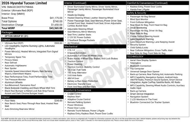 New 2026 Hyundai Tucson Limited AWD/4WD image 40