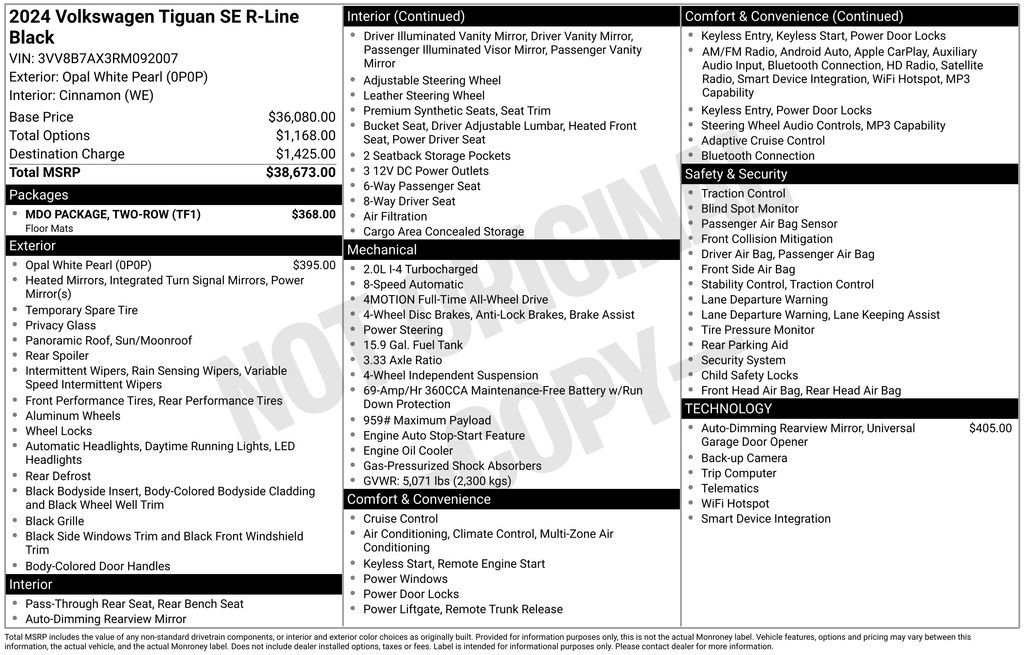Used 2024 Volkswagen Tiguan SE R-Line w/ MDO Package, Two-Row AWD/4WD image 12