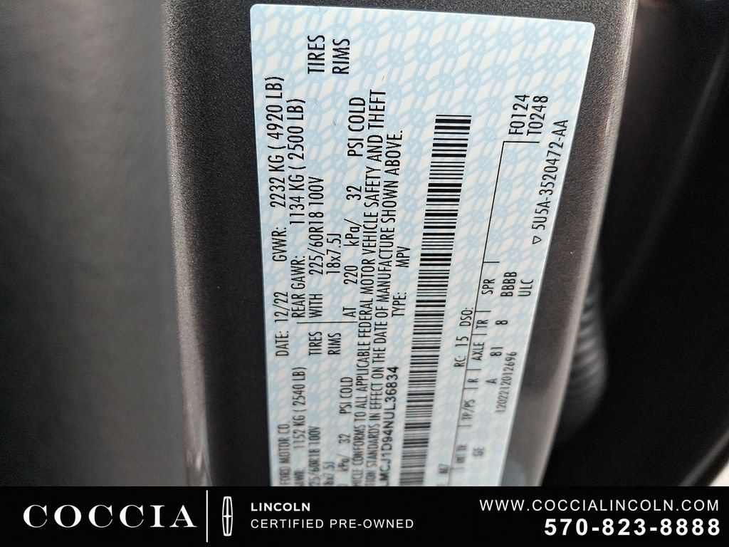 Certified 2022 Lincoln Corsair AWD w/ Equipment Group 101A image 26