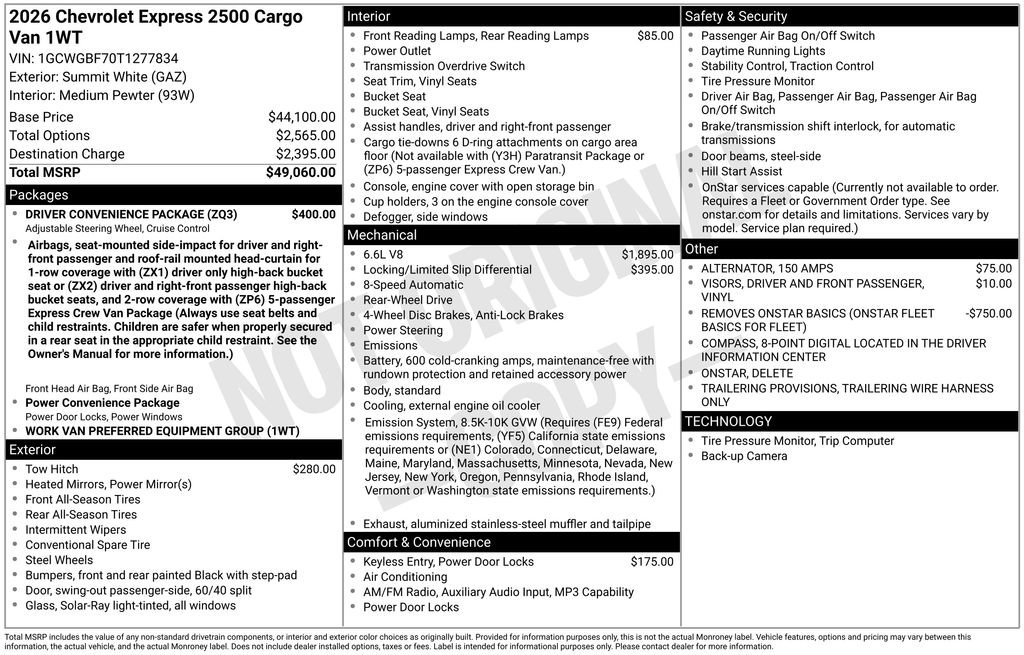 New 2026 Chevrolet Express 2500 Extended w/ Driver Convenience Package RWD image 5