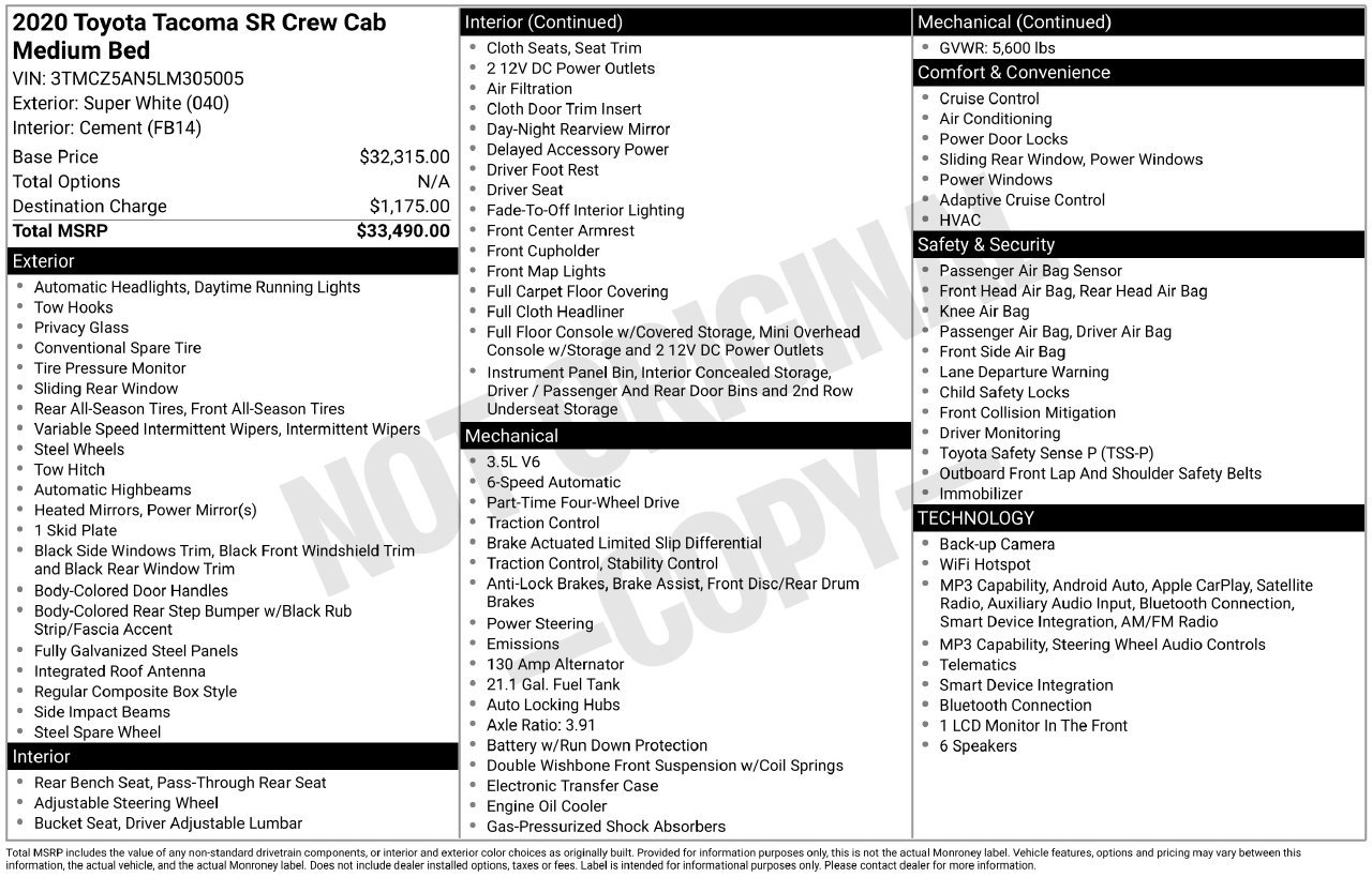 Used 2020 Toyota Tacoma SR AWD/4WD image 36
