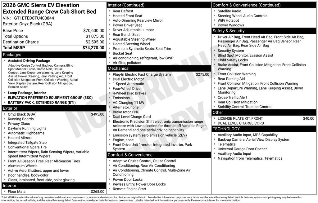 New 2026 GMC Sierra EV Elevation AWD/4WD image 43