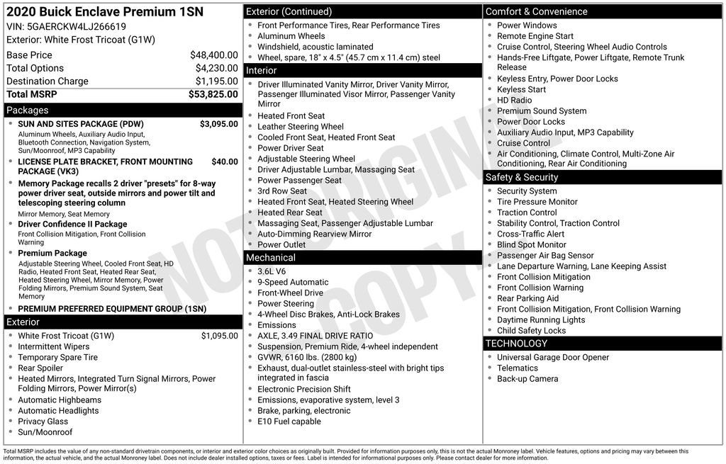 Used 2020 Buick Enclave Premium w/ Sun and Sites Package image 14