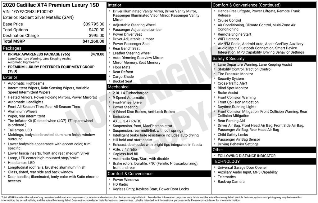 Used 2020 Cadillac XT4 Premium Luxury w/ Driver Awareness Package image 14