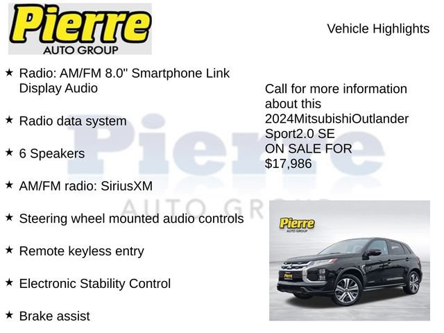 Used 2024 Mitsubishi Outlander Sport SE AWD/4WD image 7