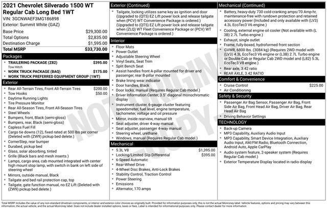 Used 2021 Chevrolet Silverado 1500 W/T w/ Trailering Package RWD image 6