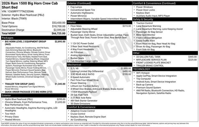 New 2026 RAM 1500 Big Horn AWD/4WD image 33