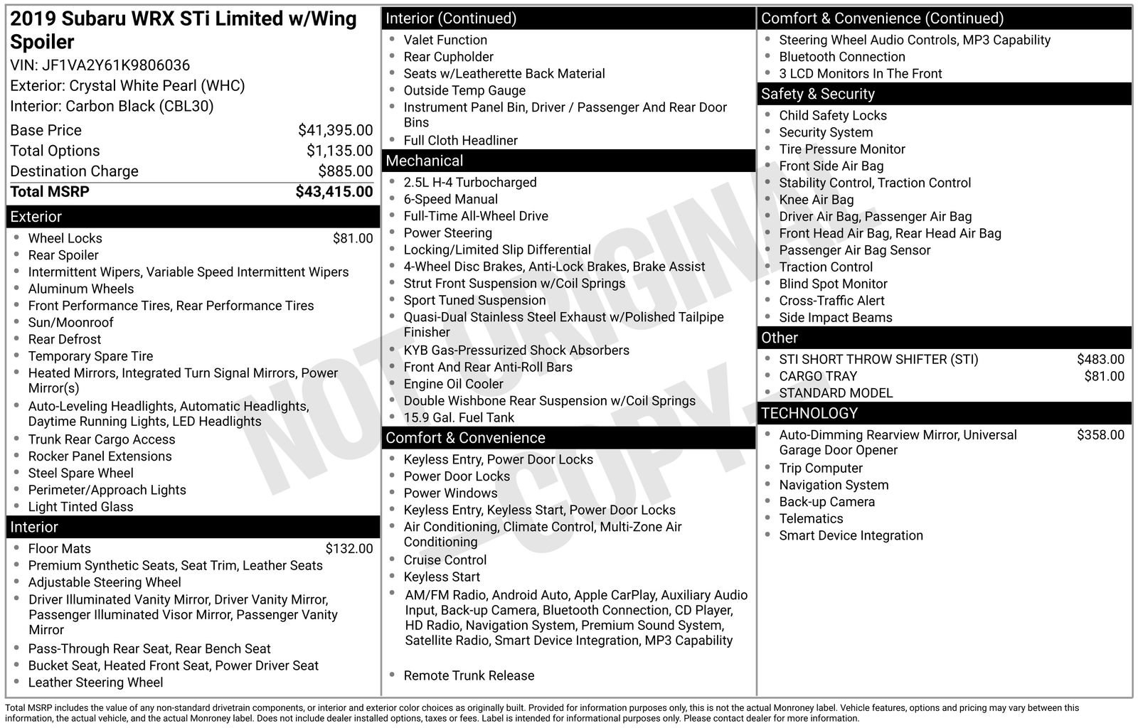 Used 2019 Subaru WRX STI Limited image 31