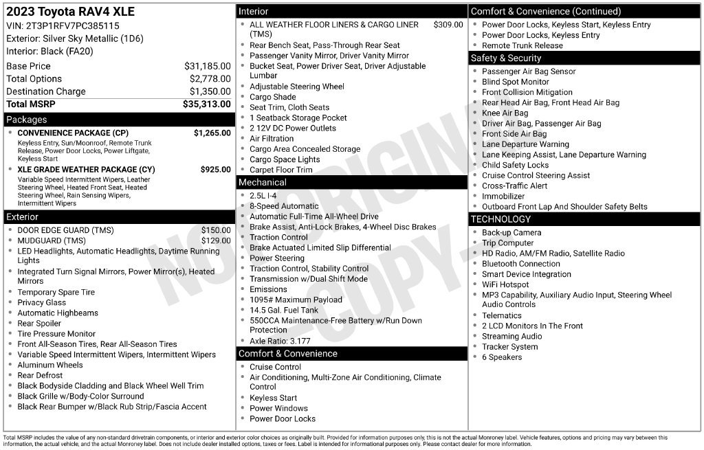 Used 2023 Toyota RAV4 XLE w/ Convenience Package AWD/4WD image 3
