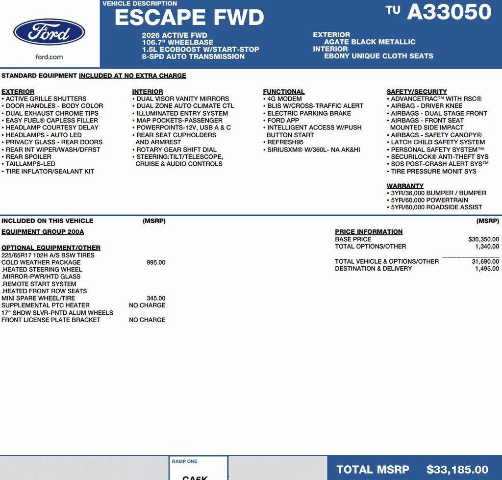 New 2026 Ford Escape Active w/ Cold Weather Package image 2