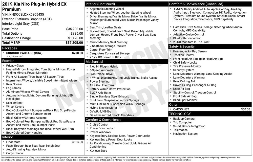 Used 2019 Kia Niro EX Premium w/ Sunroof Package FWD image 23