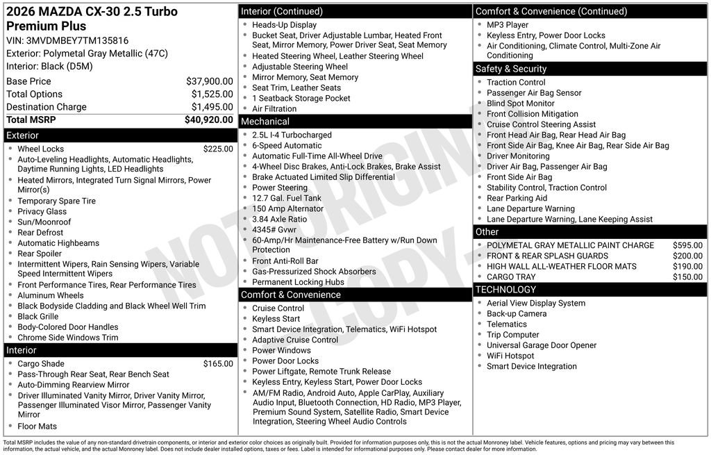 New 2026 MAZDA CX-30 2.5 Turbo w/ Premium Plus Pkg image 36