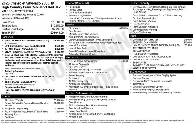 New 2026 Chevrolet Silverado 2500 High Country w/ High Country Premium Package AWD/4WD image 4