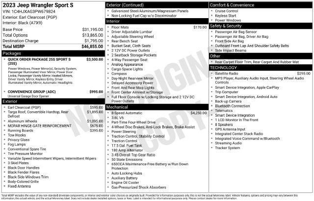 Used 2023 Jeep Wrangler Sport AWD/4WD image 7