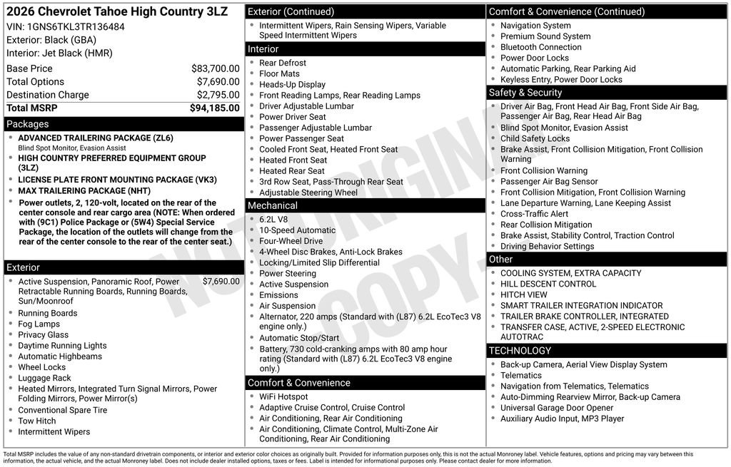 New 2026 Chevrolet Tahoe High Country image 2