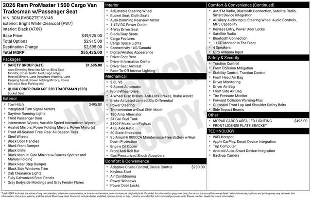 New 2026 RAM ProMaster 1500 w/ Safety Group FWD image 31