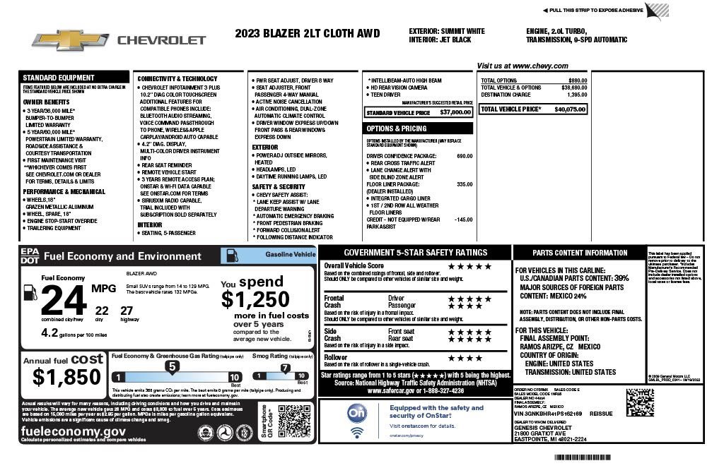 Used 2023 Chevrolet Blazer LT w/ Driver Confidence Package image 31