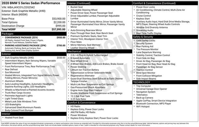 Used 2020 BMW 530e w/ Convenience Package image 41
