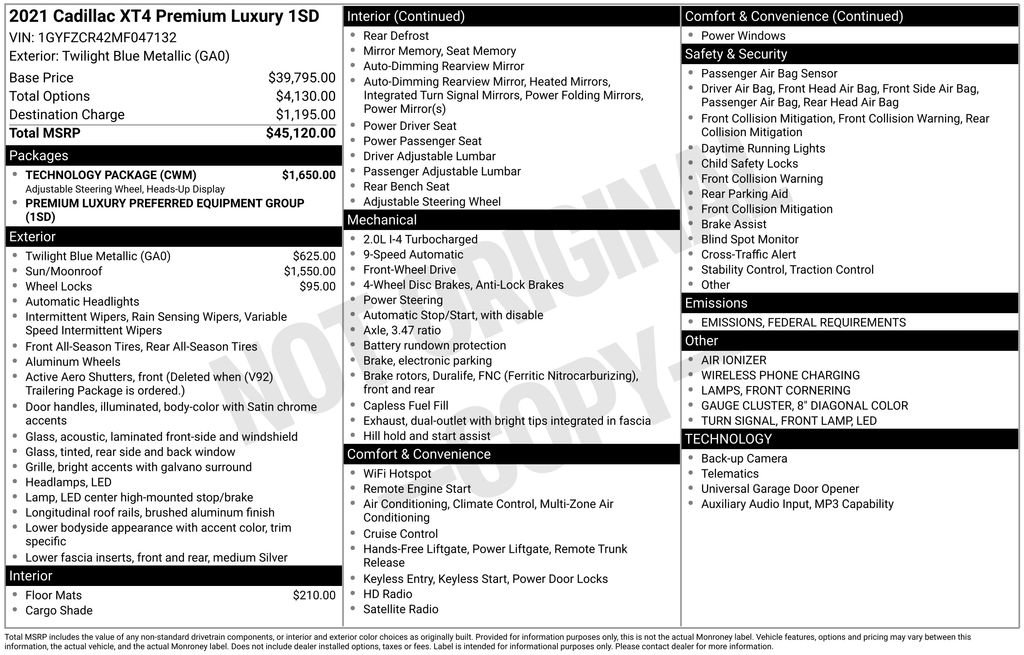 Used 2021 Cadillac XT4 Premium Luxury w/ Technology Package image 4