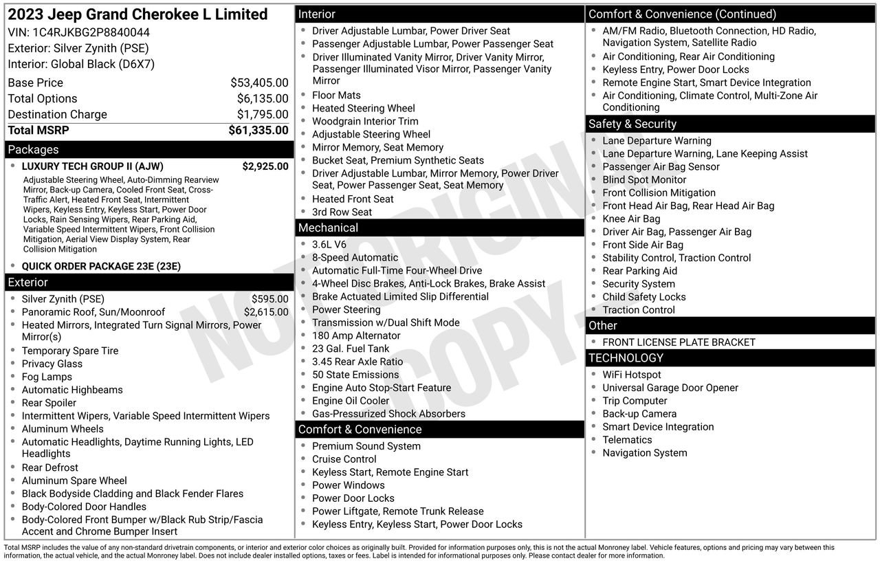 Used 2023 Jeep Grand Cherokee L Limited w/ Luxury Tech Group II image 35