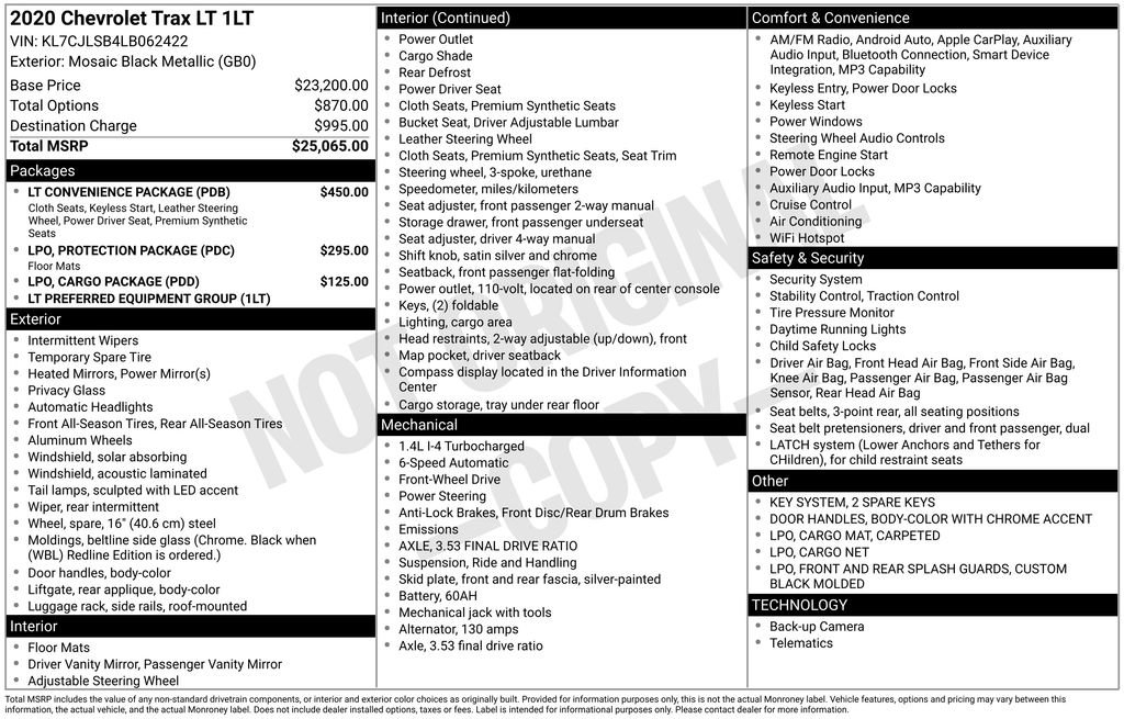 Used 2020 Chevrolet Trax LT w/ LT Convenience Package image 4