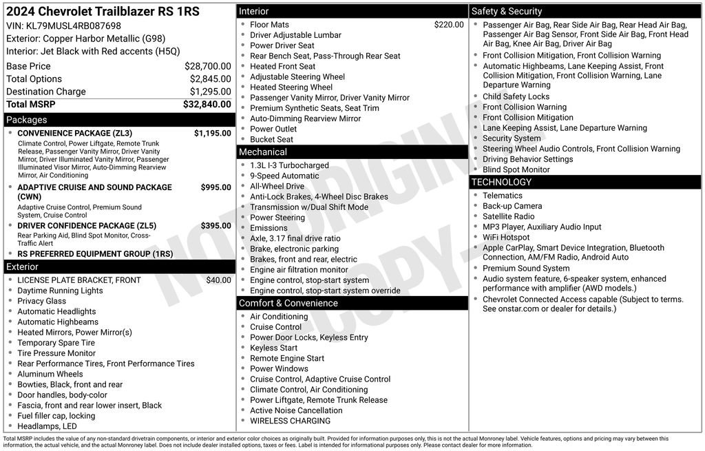 Used 2024 Chevrolet TrailBlazer RS w/ Convenience Package AWD/4WD image 32