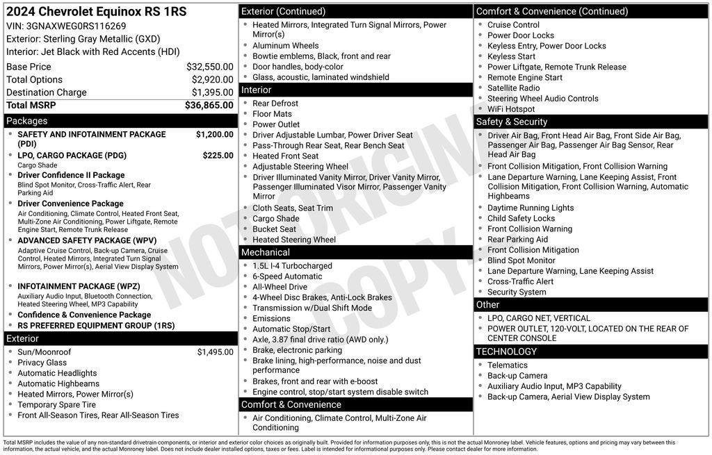 Certified 2024 Chevrolet Equinox RS AWD/4WD image 34