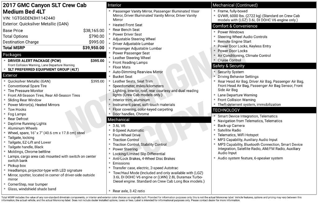 Used 2017 GMC Canyon SLT w/ Driver Alert Package AWD/4WD image 4