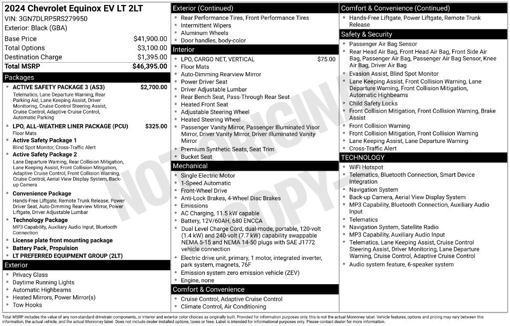 Used 2024 Chevrolet Equinox EV LT w/ Active Safety Package 3 FWD image 6