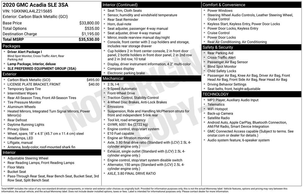 Used 2020 GMC Acadia SLE FWD image 23
