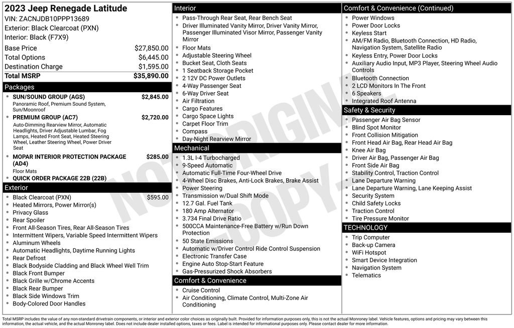 Used 2023 Jeep Renegade Latitude w/ Sun/Sound Group AWD/4WD image 42