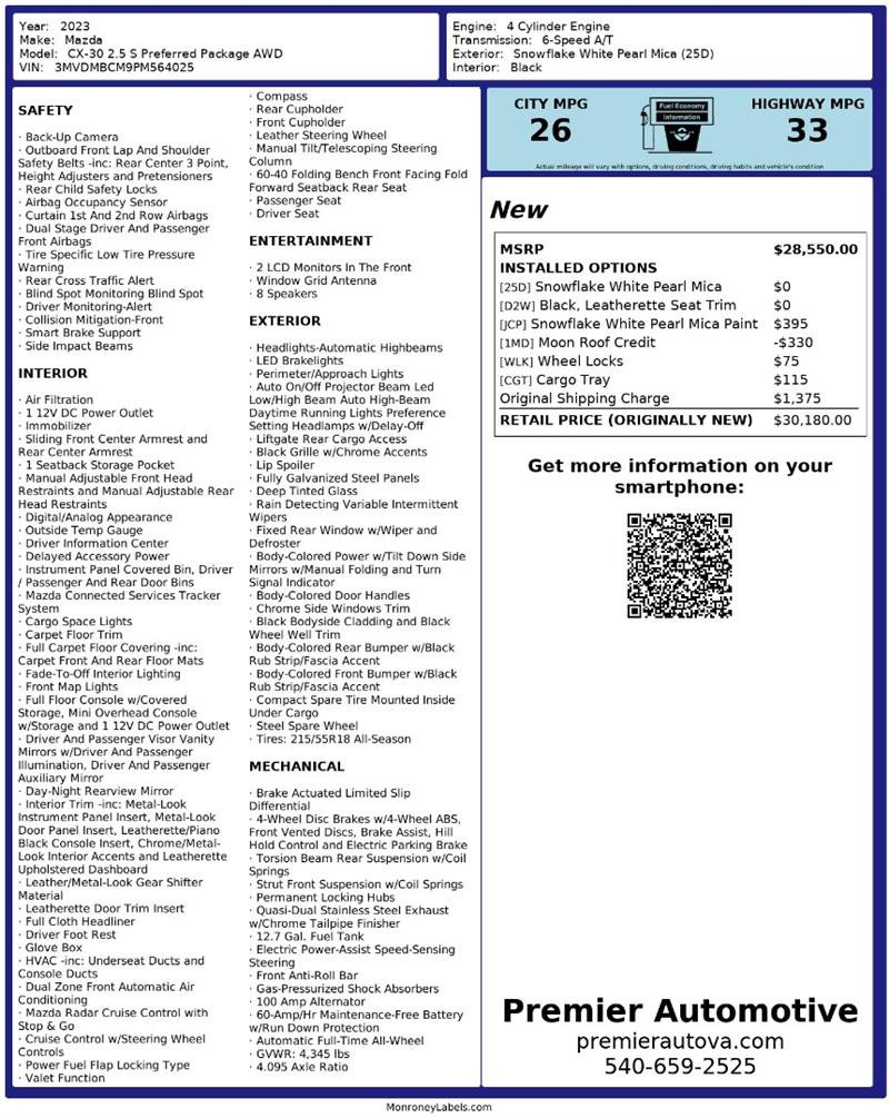 Used 2023 MAZDA CX-30 AWD 2.5 S w/ Preferred Package image 2