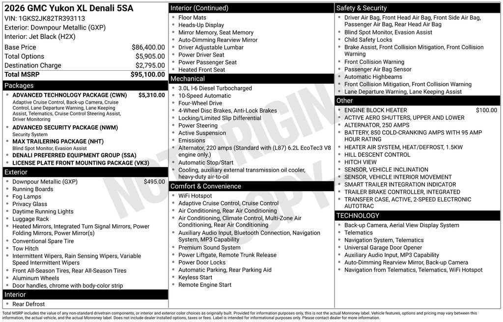 New 2026 GMC Yukon XL Denali w/ Advanced Technology Package AWD/4WD image 6