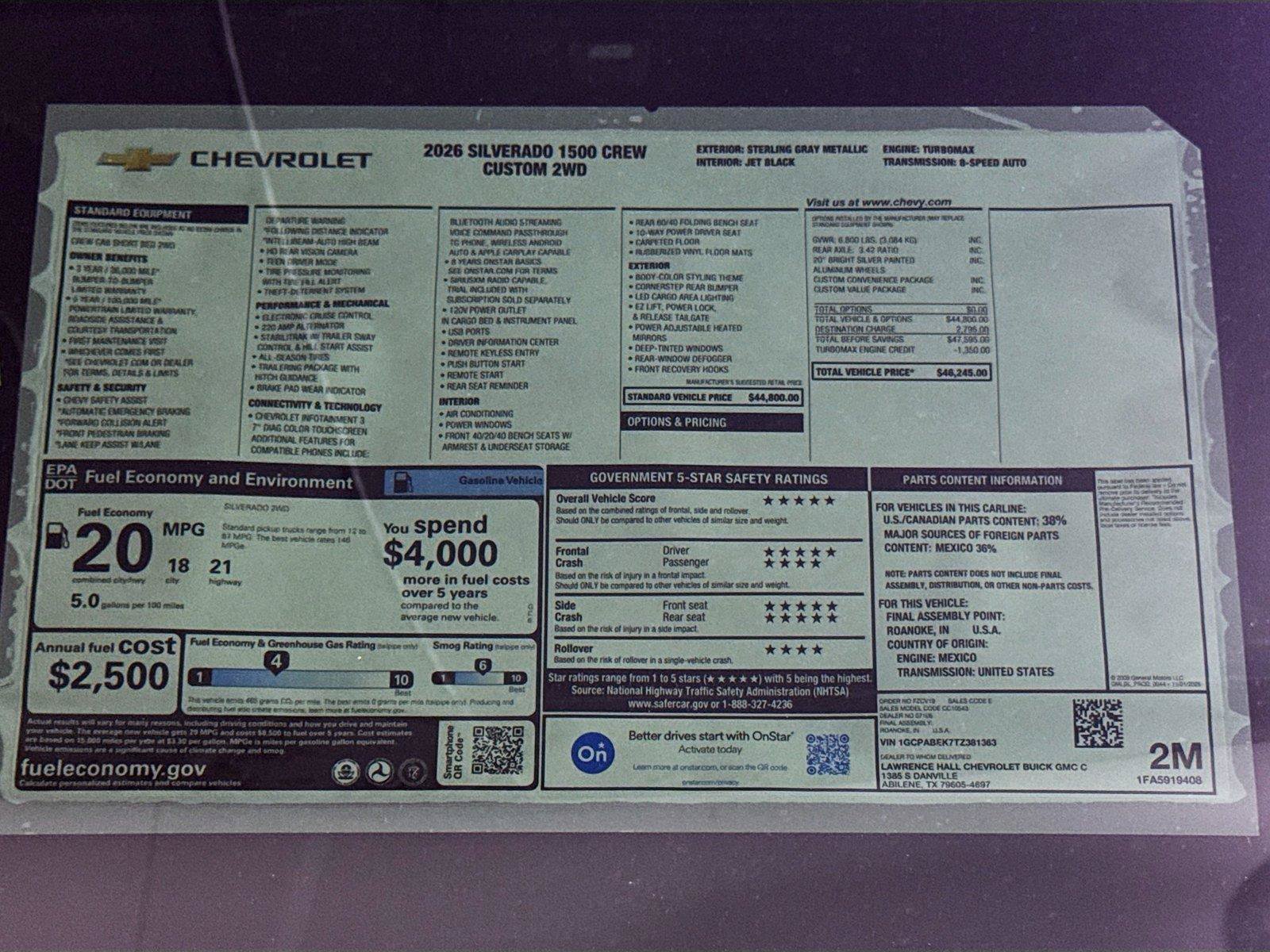 New 2026 Chevrolet Silverado 1500 Custom RWD image 20