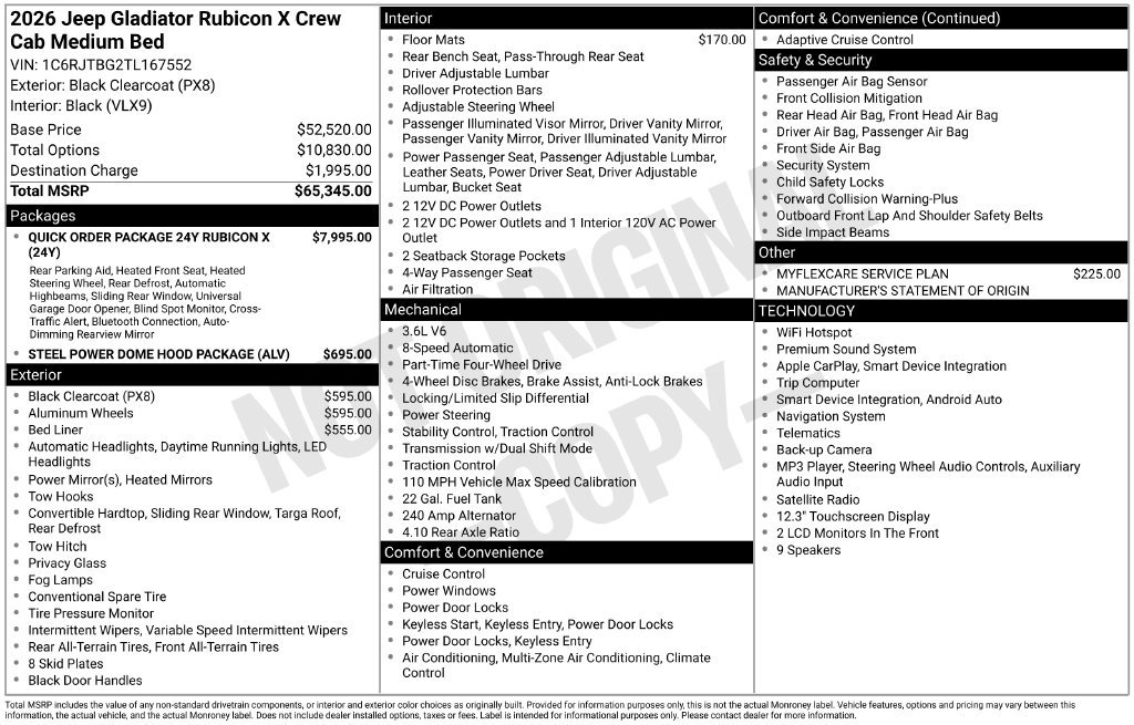 New 2026 Jeep Gladiator Rubicon AWD/4WD image 7
