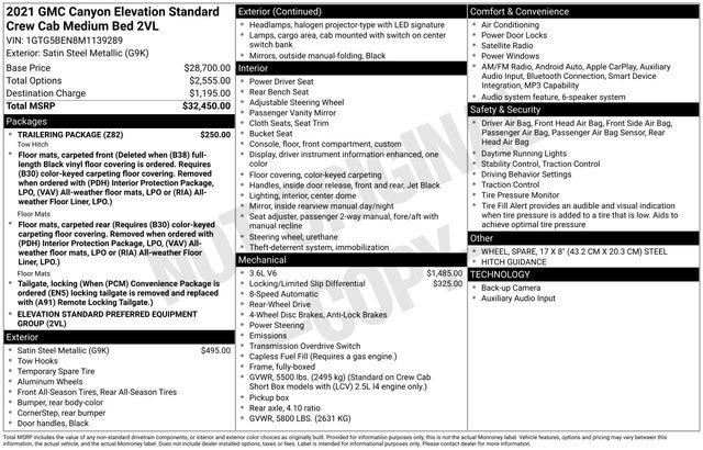 Used 2021 GMC Canyon Elevation Standard w/ Trailering Package image 2