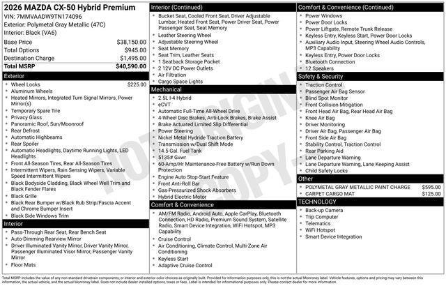 New 2026 MAZDA CX-50 AWD 2.5 Hybrid w/ Premium Pkg image 5
