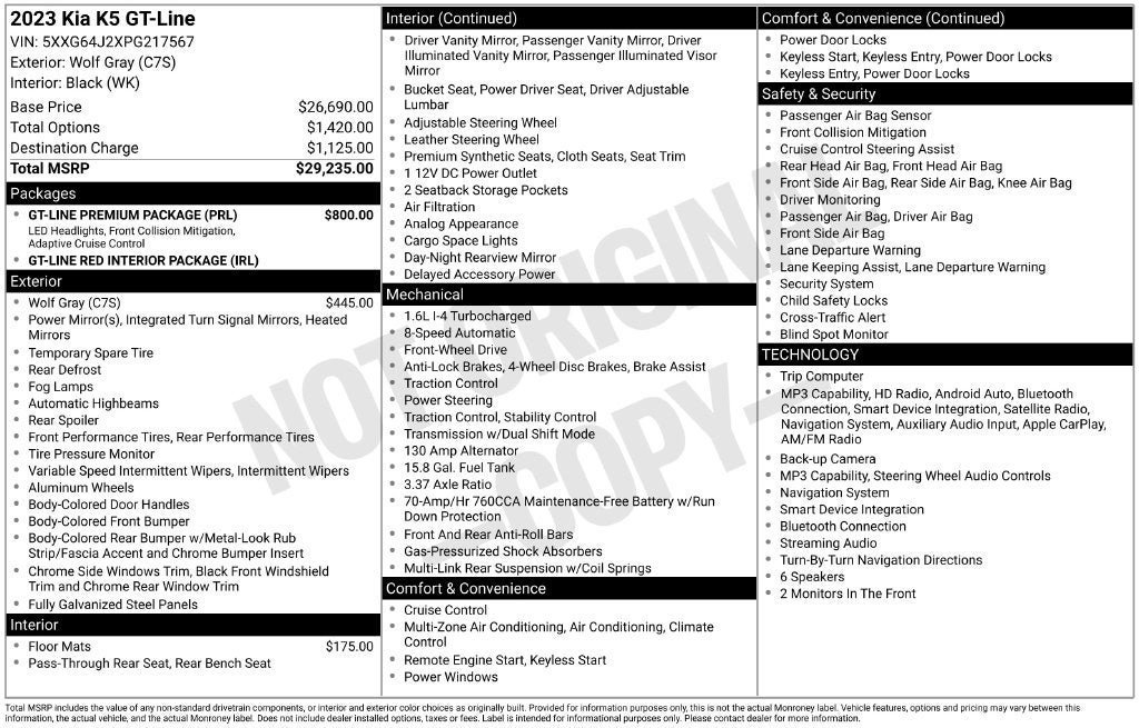 Used 2023 Kia K5 GT-Line w/ GT-Line Premium Package FWD image 2