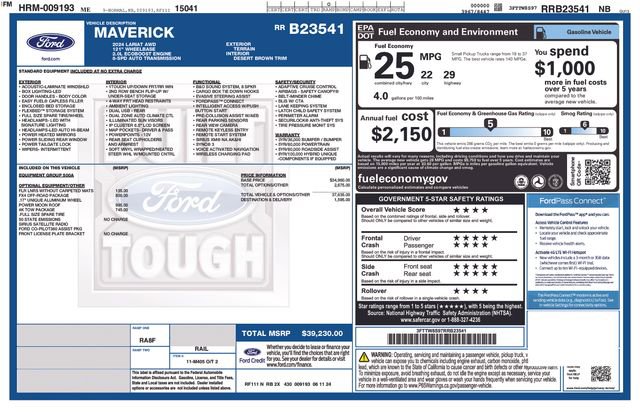 Certified 2024 Ford Maverick Lariat w/ FX4 Off-Road Package image 15