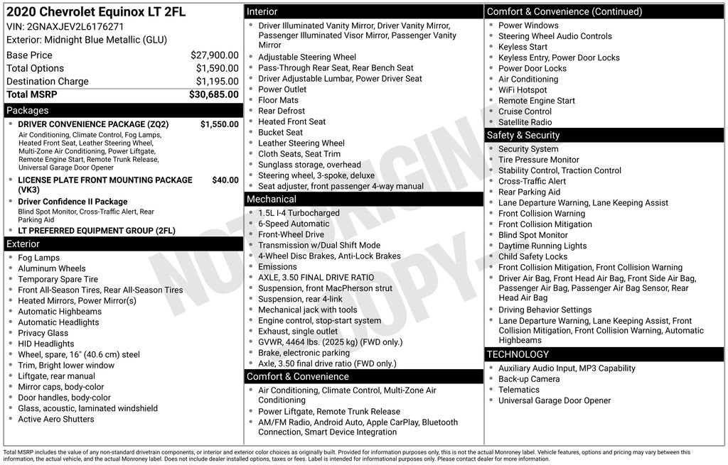 Used 2020 Chevrolet Equinox LT w/ Driver Convenience Package image 7