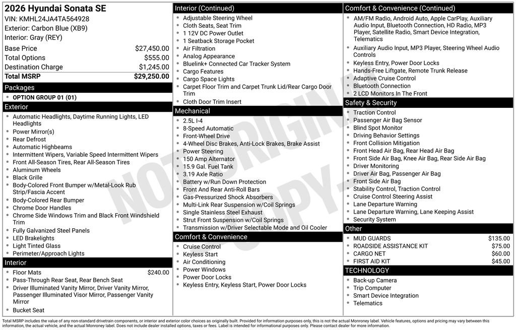 New 2026 Hyundai Sonata SE image 6