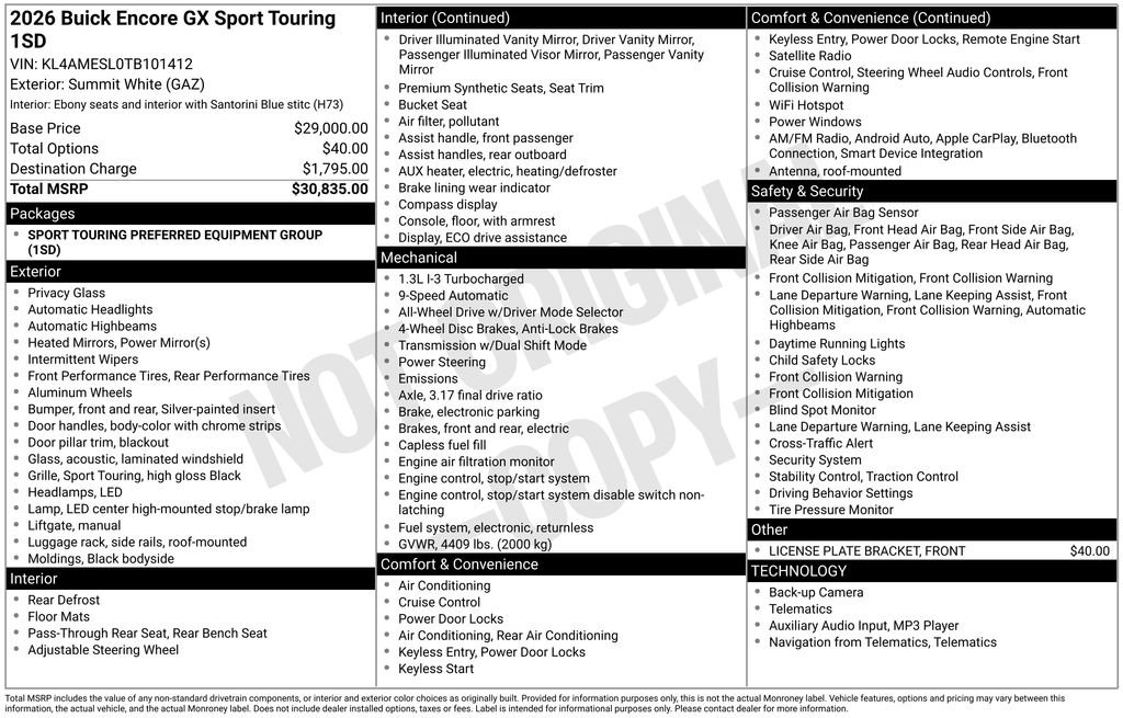 New 2026 Buick Encore GX Sport Touring AWD/4WD image 2