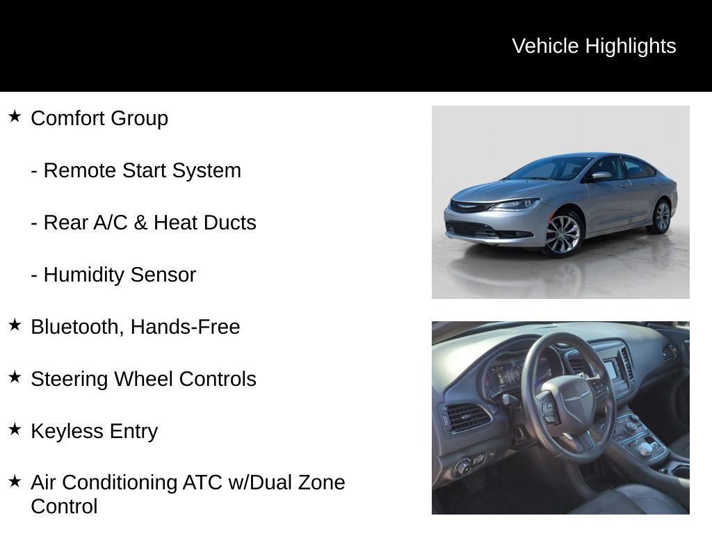 Used 2015 Chrysler 200 S w/ Comfort Group image 11