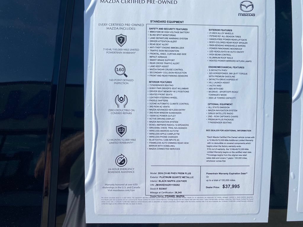 Certified 2024 MAZDA CX-90 Plug-In Hybrid w/ Premium Plus AWD/4WD image 31