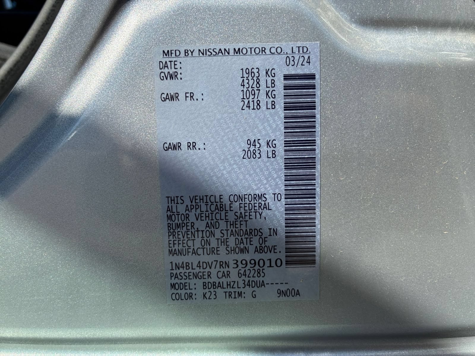 Used 2024 Nissan Altima 2.5 SV FWD image 29