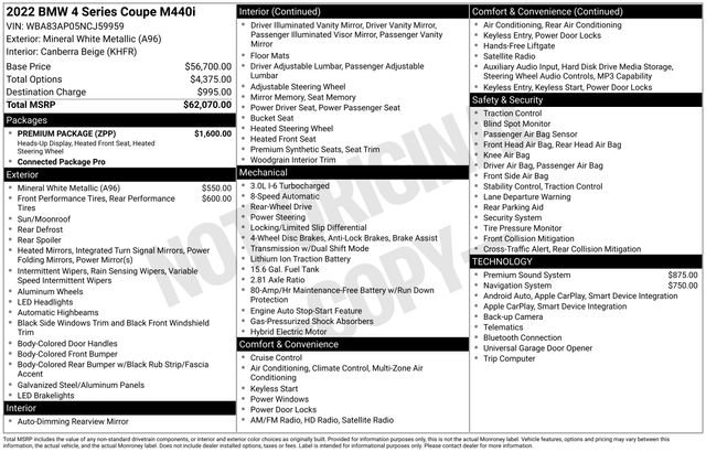 Used 2022 BMW M440i Coupe w/ Premium Package image 44